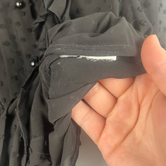 Sezane DANY SHIRT ruffle sheer black blouse size 36/S - Picture 7 of 8